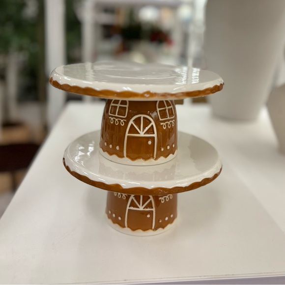 Target Other - Set of 2 Target Bullseye 2025 Gingerbread Ceramic Cake Stand risers